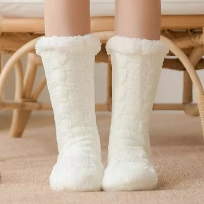 Unisex Knit Slipper Socks with Fold-Over Cuffs