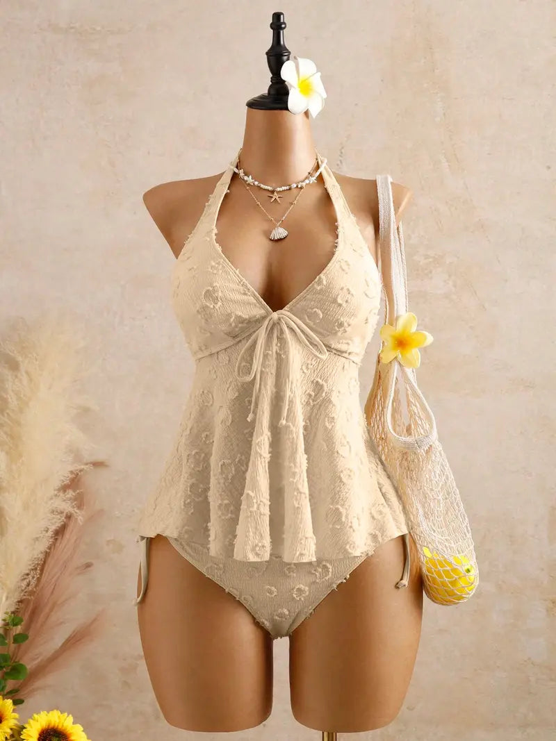Women’s Halter Peplum Tankini Set