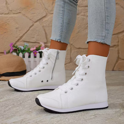 Women's Lace-Up Ankle Boots with Side Zipper