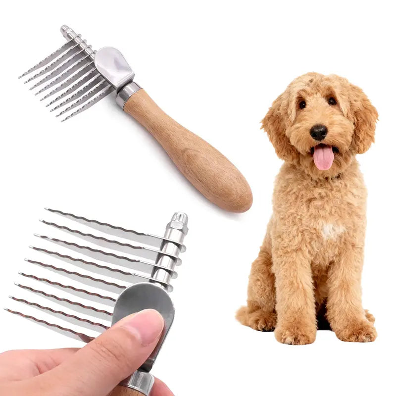 Dog Dematting Brush & Undercoat Rake for Tangles & Mats