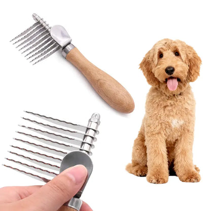 Dog Dematting Brush & Undercoat Rake for Tangles & Mats
