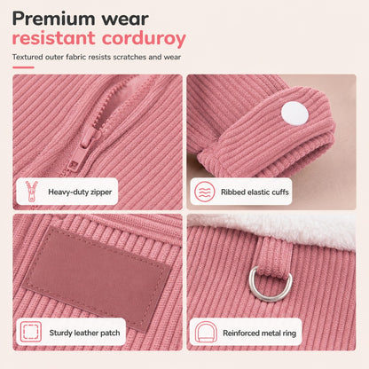 Pet Corduroy Vest with Fleece Trim