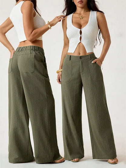 Women’s Wide-Leg Linen-Look Palazzo Pants