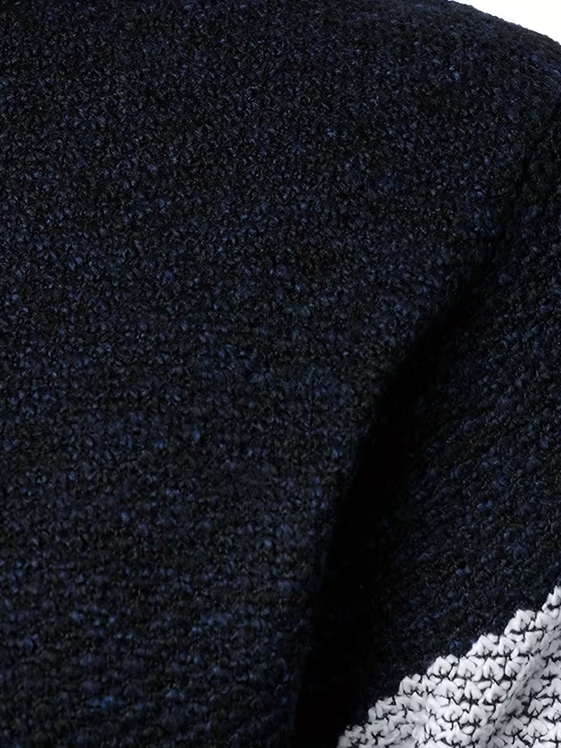 Men's Textured Quarter-Zip Stand Collar Sweater