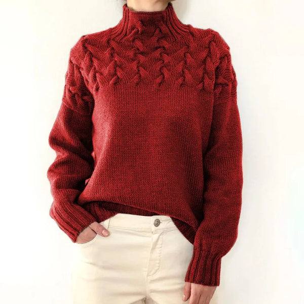 Women's Cable Pattern Roll Neck Sweater
