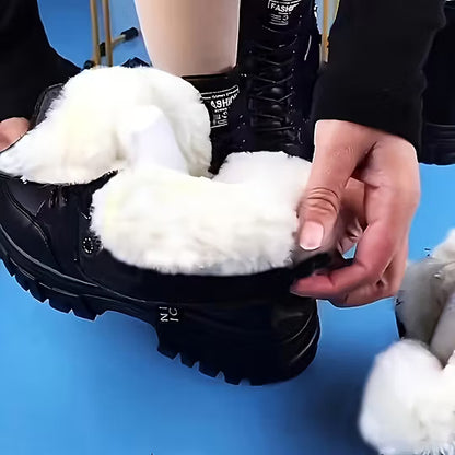 Women's Lace-Up Ankle Boots with Fuzzy Lining