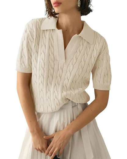 Women’s Textured Polo Sweater