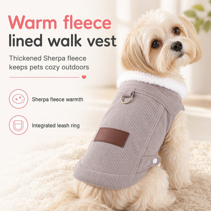Pet Corduroy Vest with Fleece Trim