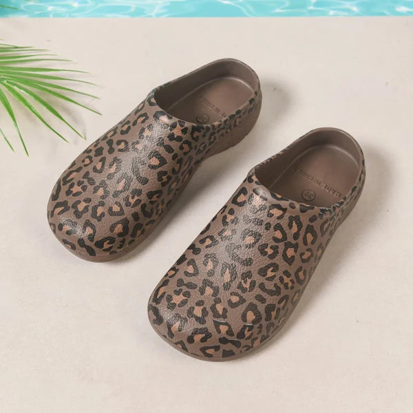 Women’s Leopard Print Flat Mule Sandals