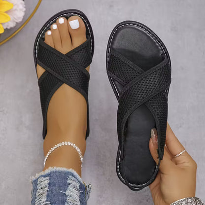Women's Cross-Strap Mesh Flat Sandals