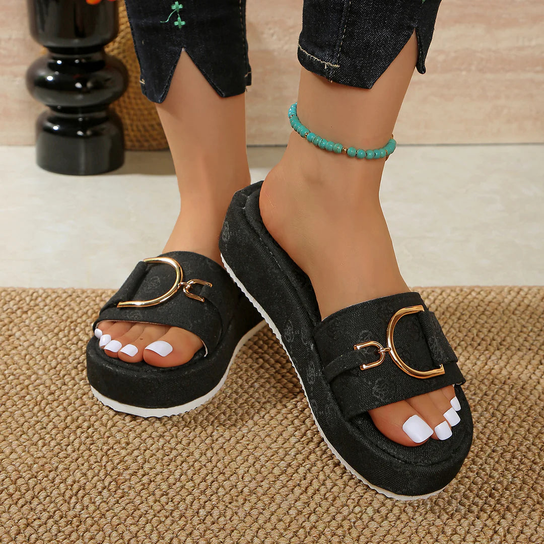 Women's Printed Platform Slide Sandals