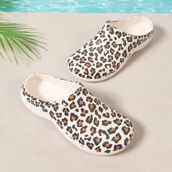 Women’s Leopard Print Flat Mule Sandals