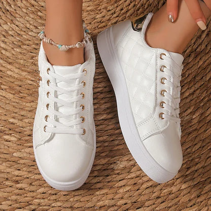 Quilted Lace-Up Casual Sneakers