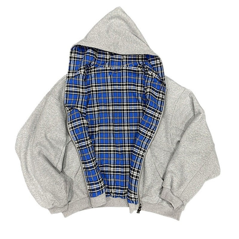 Unisex Reversible Plaid Hoodie