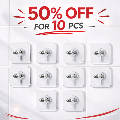 Transparent No-Drill Adhesive Wall Hook Set