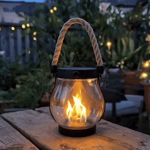 Solar Flame Effect Outdoor Lantern