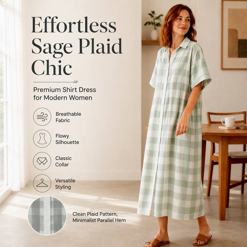 Women’s Check Button-Front Shirt Dress
