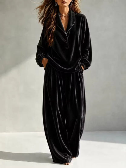 Women’s Velvet-Look Relaxed Pants Set
