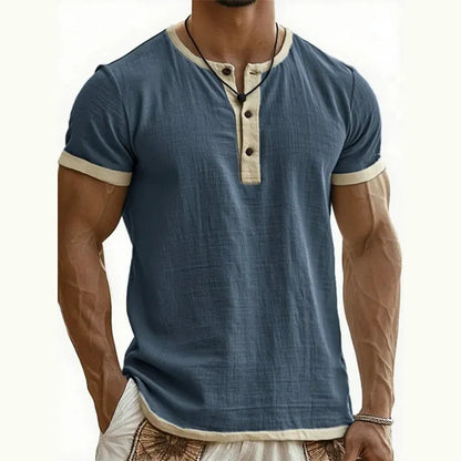 Men's Contrast-Trim Henley Shirt