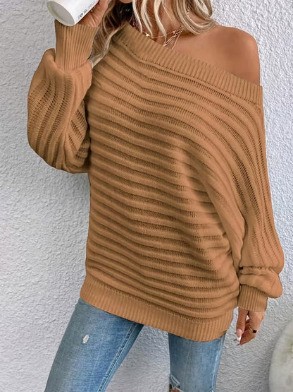Women’s Ribbed Off-Shoulder Pullover Sweater