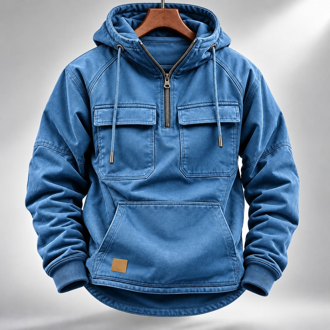 Men's Hooded Quarter-Zip Pullover Jacket
