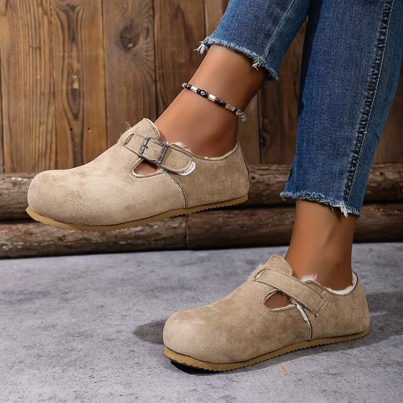 Women's Buckle Detail Lined Loafers