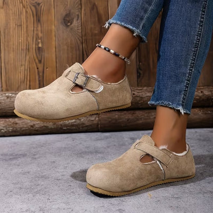 Women's Buckle Detail Lined Loafers