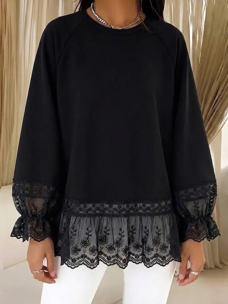 Women's Loose Top with Decorative Trim