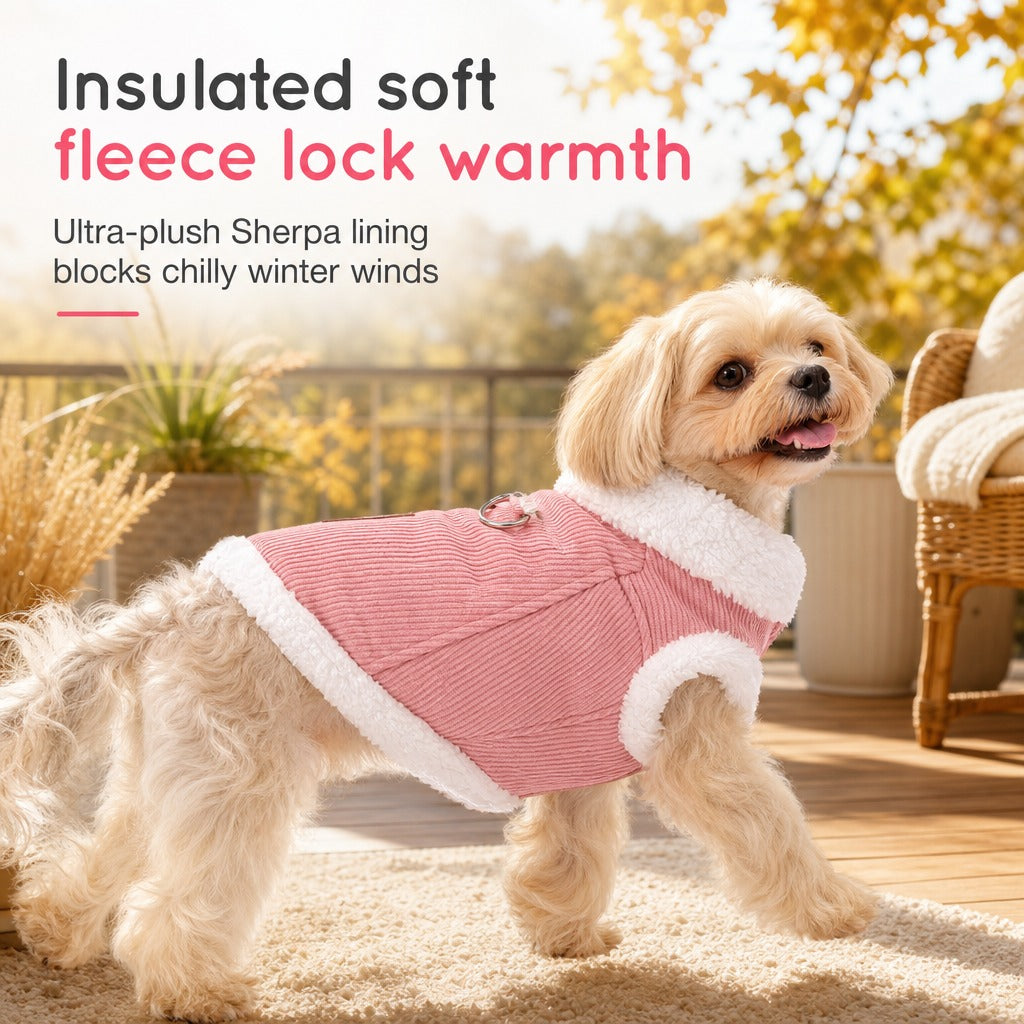 Pet Corduroy Vest with Fleece Trim