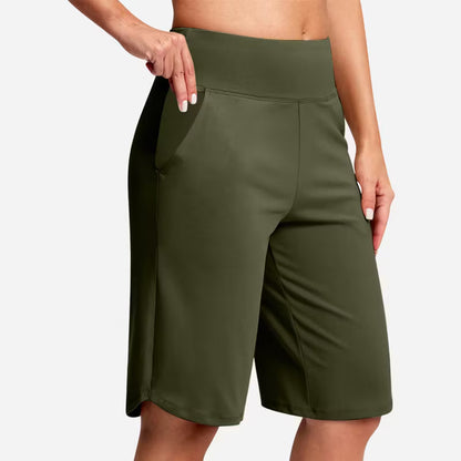 Women's High-Waist Bermuda Shorts with Pockets