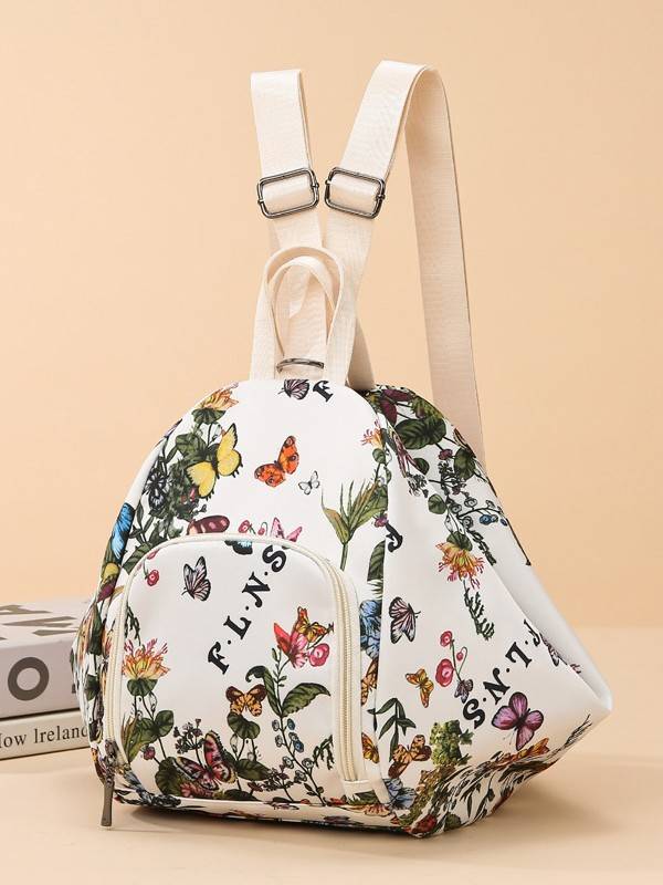 Women's Floral Print Convertible Backpack Bag