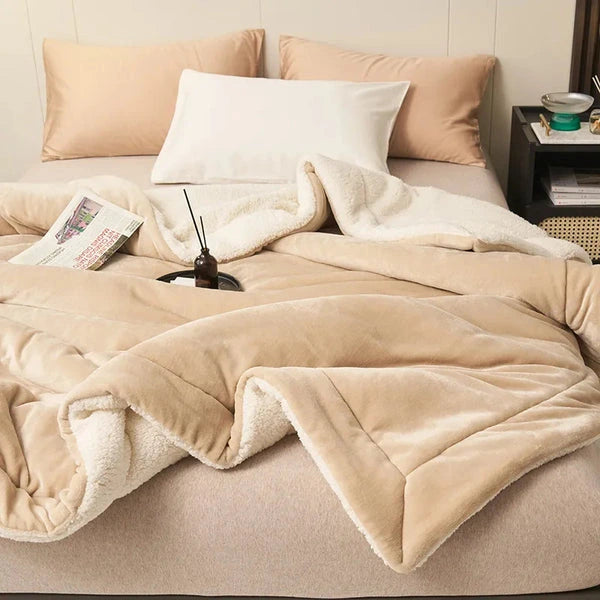 Double-Layer Plush Blanket with Fleece Lining