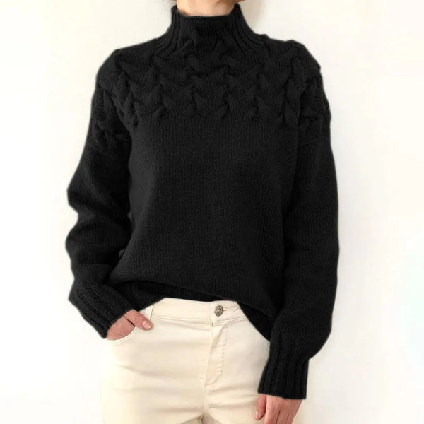 Women's Cable Pattern Roll Neck Sweater