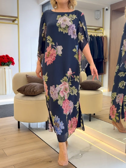 Women’s Floral Chiffon A-Line Maxi Dress