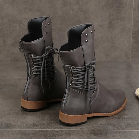 Women's Lace-Up Ankle Boots with Round Toe