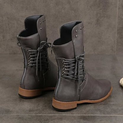Women's Lace-Up Ankle Boots with Round Toe