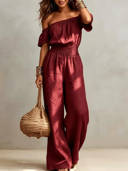 Women's Off-Shoulder Wide-Leg Jumpsuit