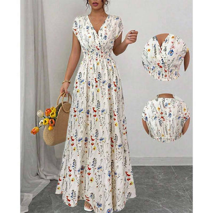 Women's Floral V-Neck Maxi Dress