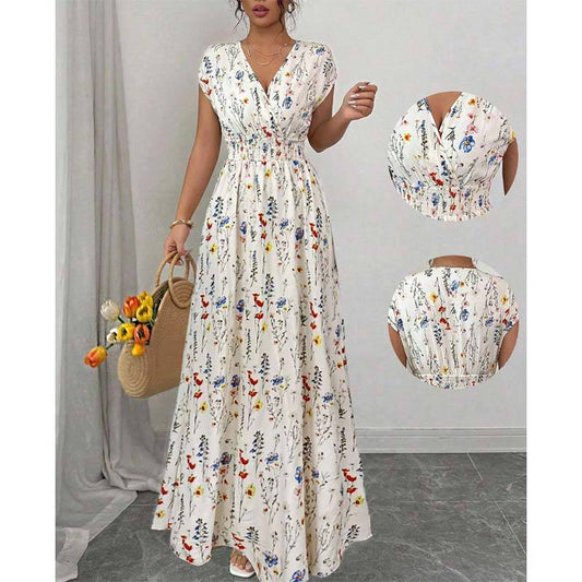Women's Floral V-Neck Maxi Dress