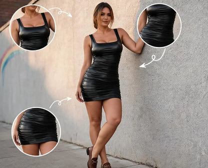 Women's Ruched Square-Neck Dress