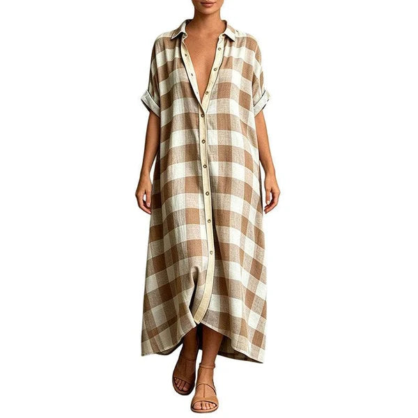 Women’s Check Button-Front Shirt Dress