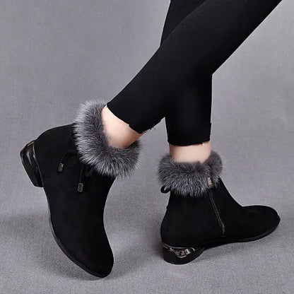 Women's Ankle Boots with Faux Fur Trim