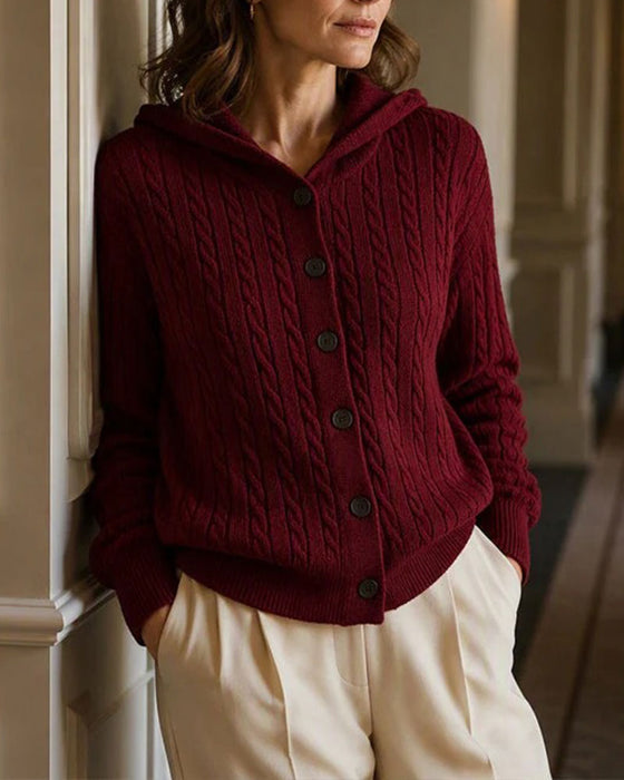 Women's Hooded Button-Front Cardigan