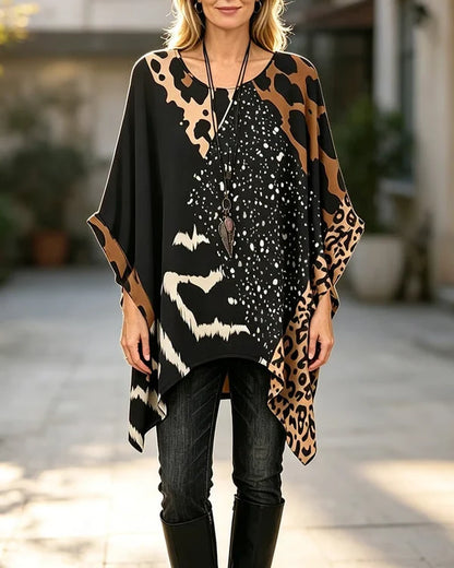 Women's Leopard Print Patchwork Blouse