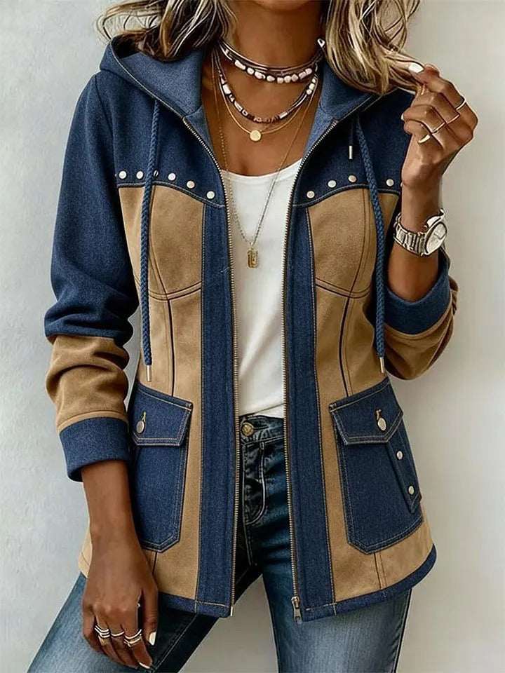 Women's Hooded Patchwork Jacket