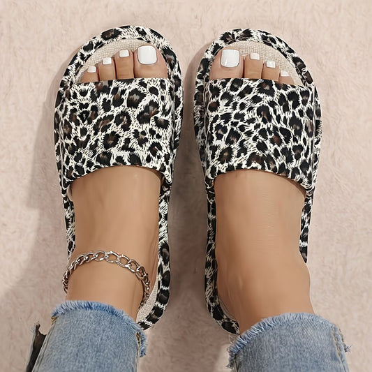 Women's Leopard Print Slide Sandals