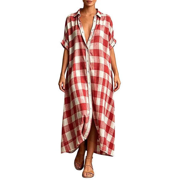 Women’s Check Button-Front Shirt Dress