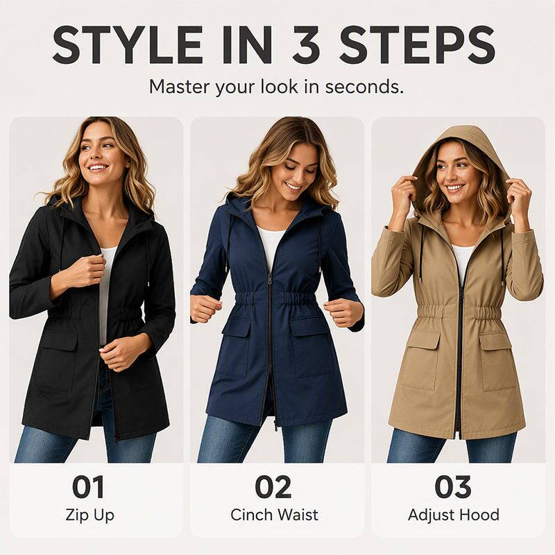 Women's Hooded Zip Jacket with Front Pockets