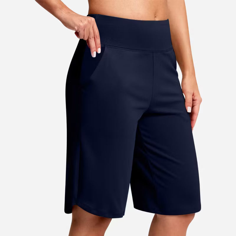 Women's High-Waist Bermuda Shorts with Pockets