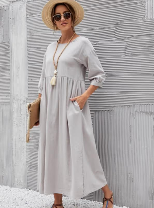 Women's Gathered Waist Casual Dress